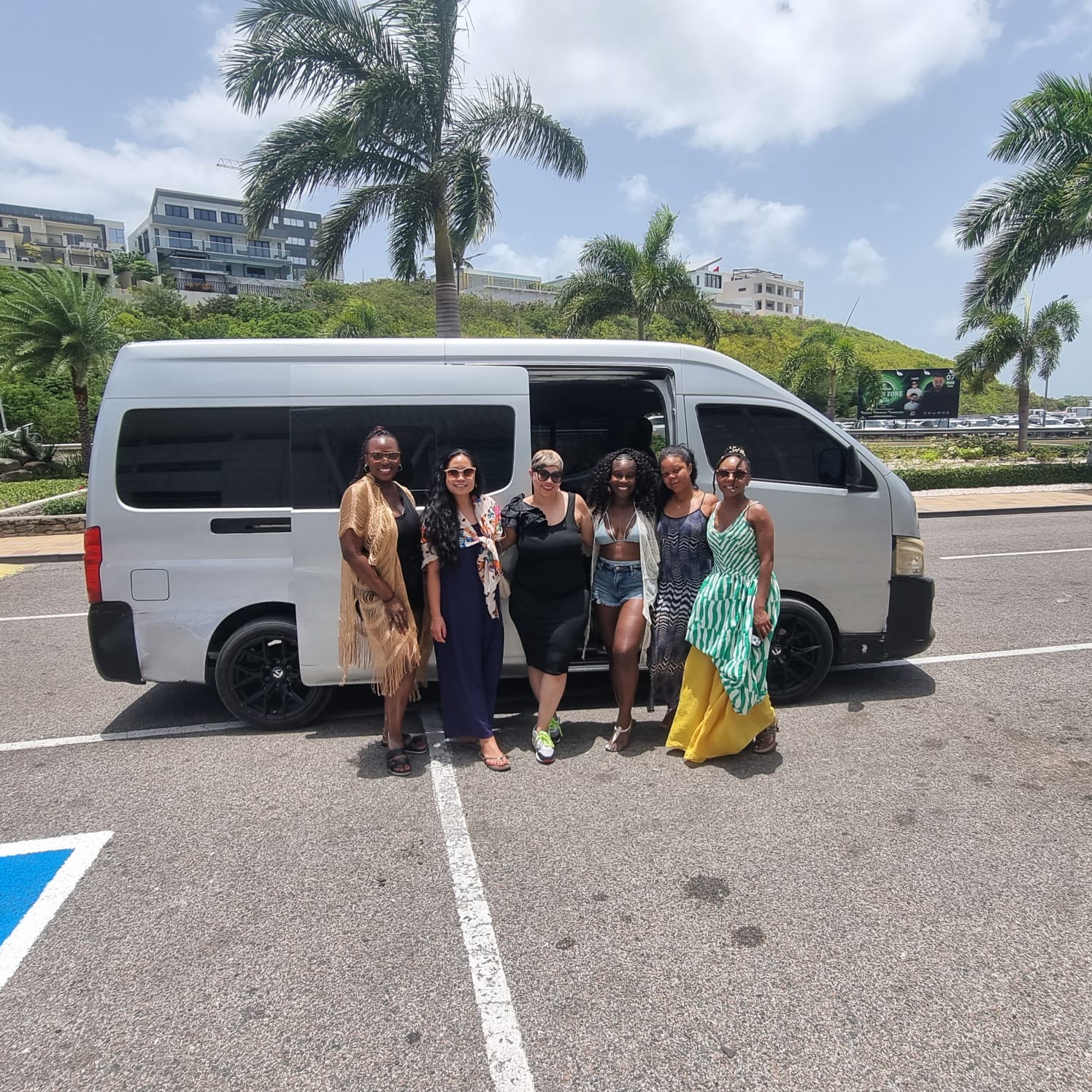 Six friends and one silver van for a full day around the island.